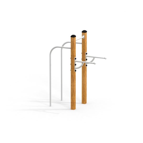 Baren II Spielplatz Turngerät mit Holzpfosten und Metallstangen zum Klettern und Trainieren