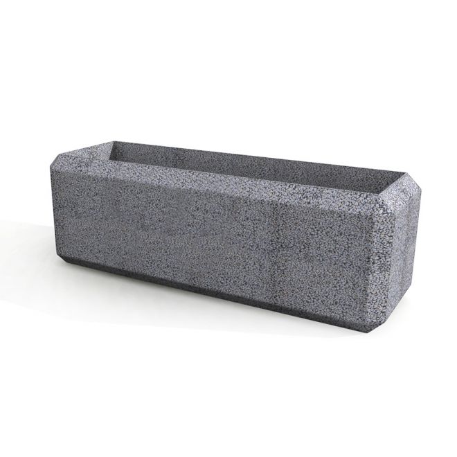 Robuster Blumentopf Milano aus grauem Beton für den Einsatz auf Spielplätzen.