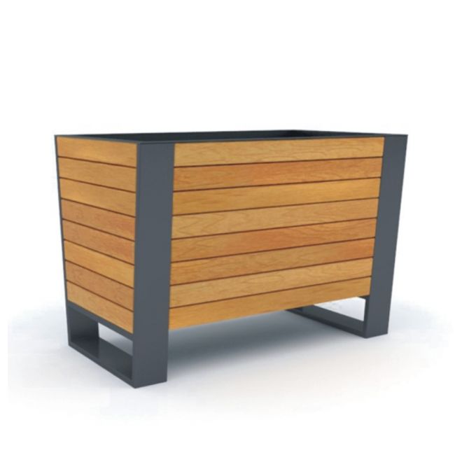 Ryga Blumentopf (hell) rechteckiger Holzgartenblumenkasten mit Metallrahmen