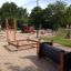 Vertikale Leiter Spielplatz-Klettergerüst aus Holz mit Netz und Tunnelröhre