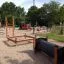 Vertikale Leiter Spielplatz-Klettergerüst aus Holz mit Netz und Tunnelröhre