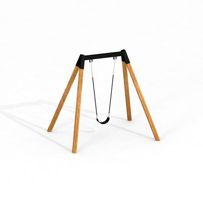 Flexi Seat Swing Holzschaukel mit schwarzem Sitz für Spielplatz