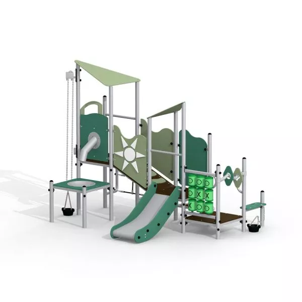 Wetterwarte Spielhaus mit Rutsche und Kletterelementen für Kinderspielplatz