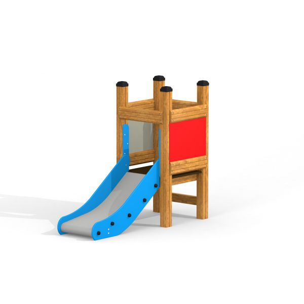 Mini Spielturm mit Rutsche aus Holz und Kunststoff für Spielplätze