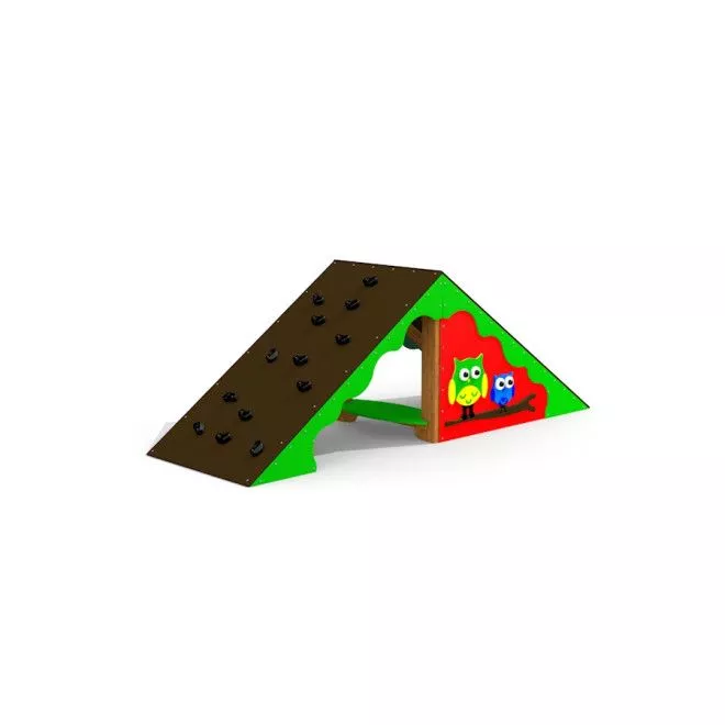 Zelt Klettergerüst Spielplatzklettergerüst mit bunten Eulenmotiven und Klettergriffen