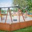 Doppel Schaukel Spielplatz mit Baby Schaukel und Reifenschaukel aus Holz