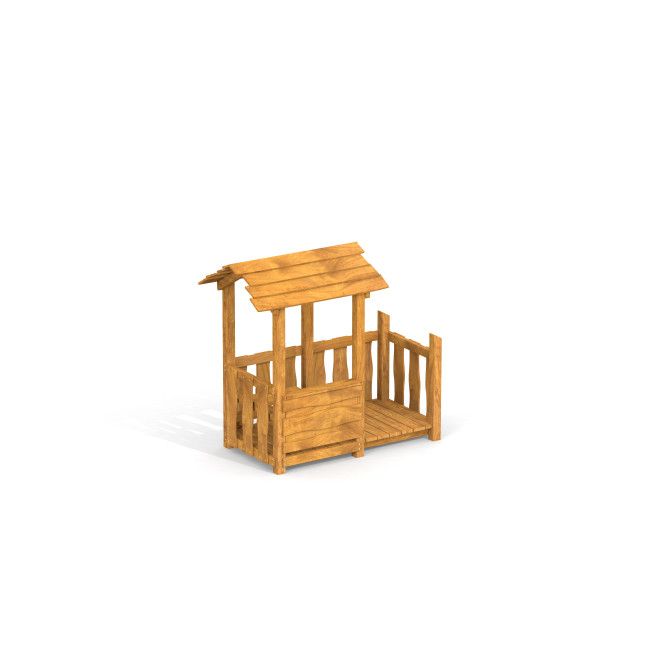 Spielhaus mit Veranda Uvala aus Holz für Kinderspielplatz mit überdachtem Sitzbereich.