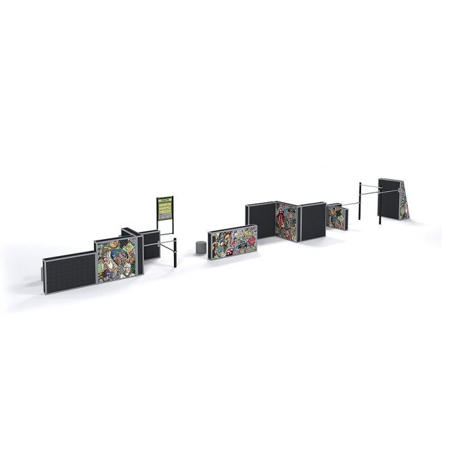 Parkourset medium II Spielfeld mit vielfältigen Hindernissen und Kletterelementen für urbanes Traini