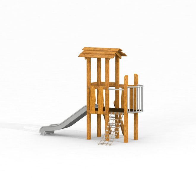 Spielturm Pixie mit Rutsche Uvala Holz-Kletterturm mit Rutsche und Plattform fürs Spiel