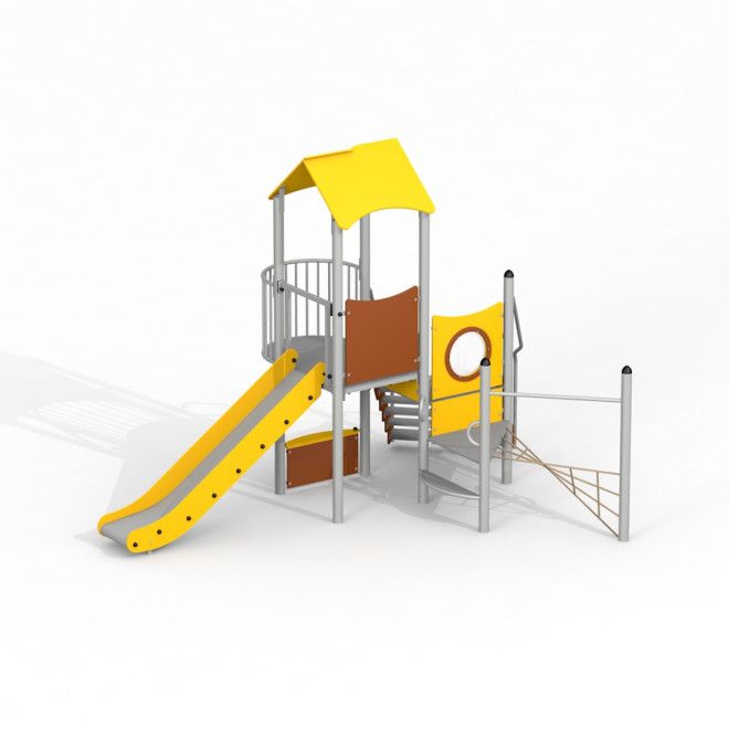 Observatorium mit Rutsche II Spielplatzgerät mit gelber Rutsche und Kletterelementen for Kinder.