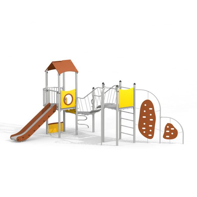 Spielanlage Köln mit Rutsche, Kletternetz und Kletterwand für Spielplatz.