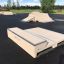 Olly Box 5 Skate-Obstacle für Skatepark mit Rampe und Rail in beige.