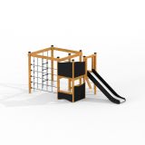 Klettergerüst mit Kletterwand und Rutsche