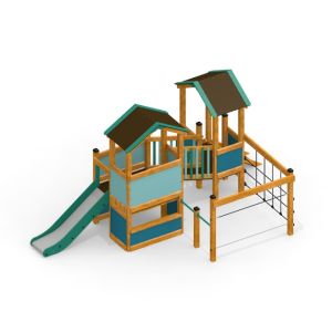 Bastei Spielhaus mit Kletternetz und Rutsche