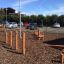 Classic Natur Trimm dich Pfad Holz-Fitnessparcours auf Spielplatz mit Mulchboden