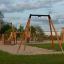 Seilbahn Mittel mit Plattform Spielplatz Seilbahn aus Holz mit Sandfläche