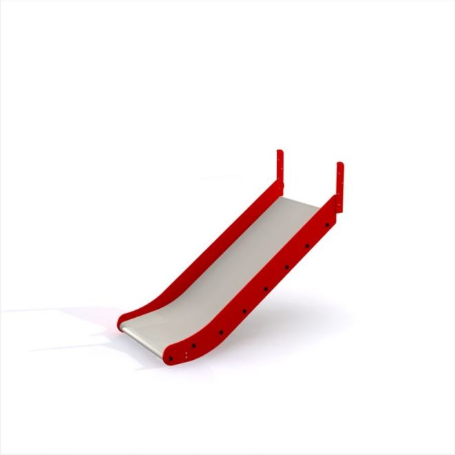 Rutschbahn SLW 120 mit rotem Rahmen und grauer Rutschfläche, Spielplatzrutsche für Kinder.