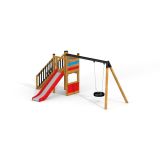 Einzel Schaukel mit Rutsche, Spielturm und Treppe
