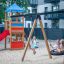 Logo Spielturm mit Vogelnestschaukel BNS 90 cm Holz-Kinderspielplatz mit Rutsche und Vogelnestschauk